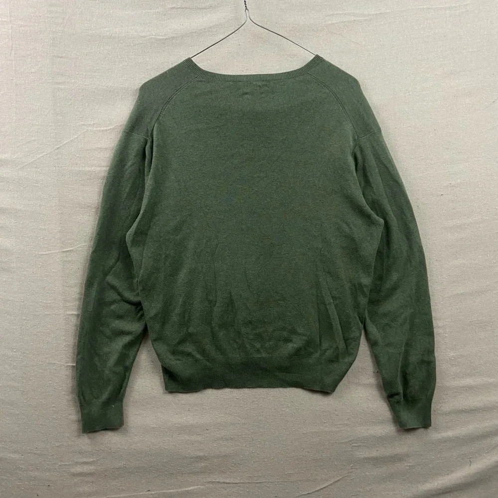 Polo Ralph Lauren‎ V-Neck Sweater Mens Medium Green Pima Cotton Pony Logo